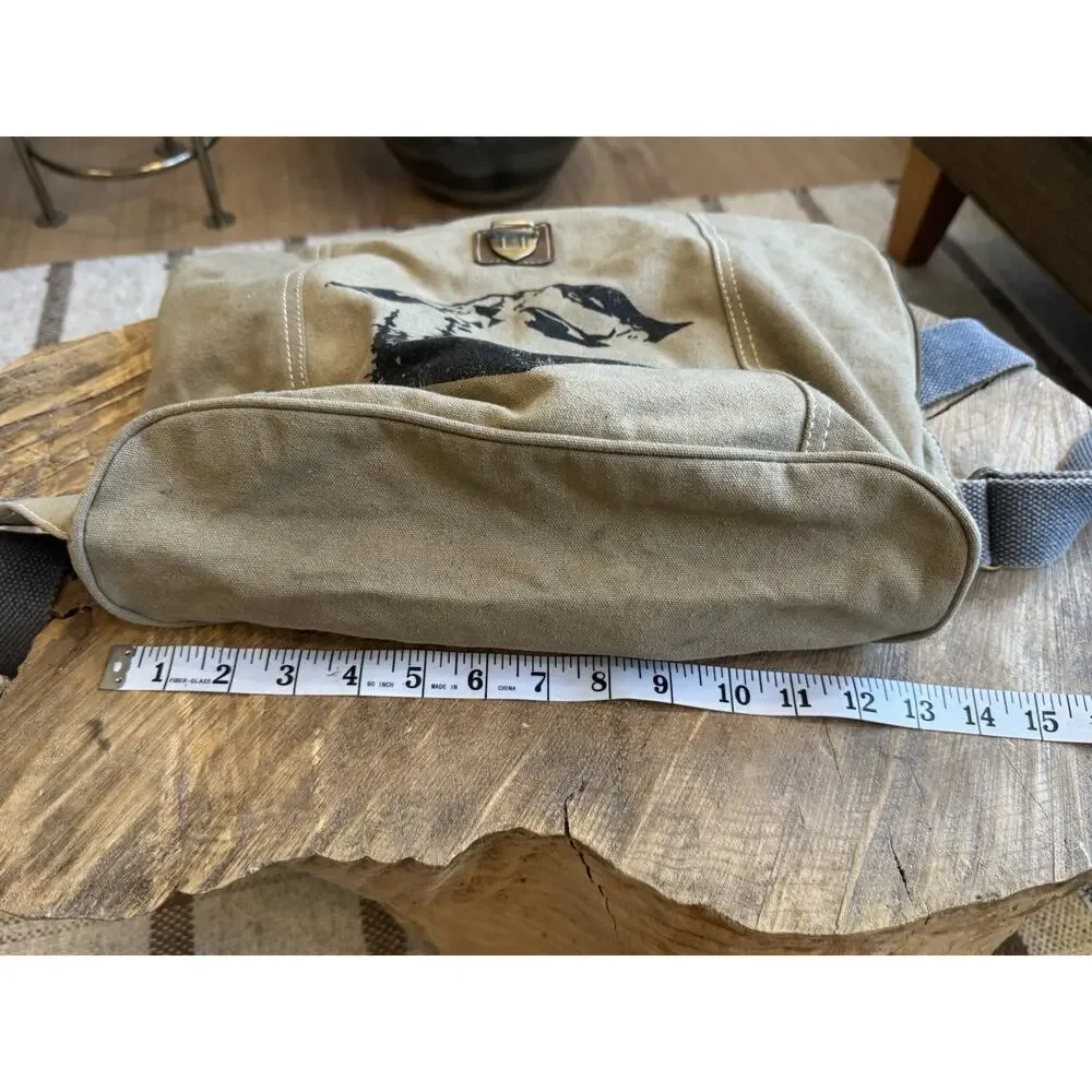 Handmade Canvas Roll top Backpack Leather Alaska Mountains Takenya Rosetta Brown